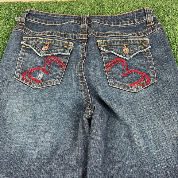 VTG Event Jeans Women's Wash Sz 14 31x31 Bootcut Stretch Embroidered Hearts Flap - Picture 2 of 11
